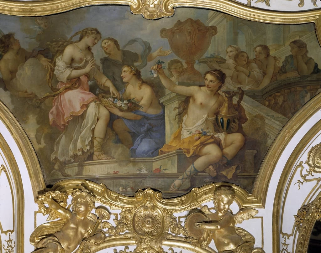Le ninfe che offrono fiori a Psiche sulla soglia del palazzo di Amour - Hotel de Soubise, Parigi